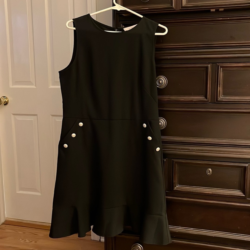 NWT Ann Taylor LOFT little black dress with pearl buttons. Size 12. New!
